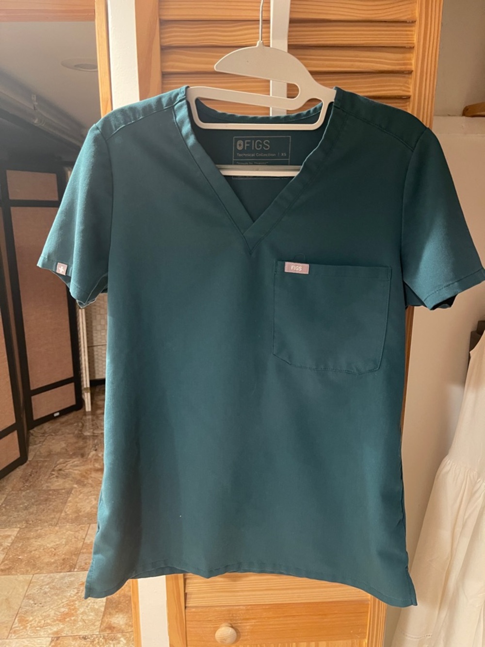 FIGS women forest green V-Neck Medical Scrub Top